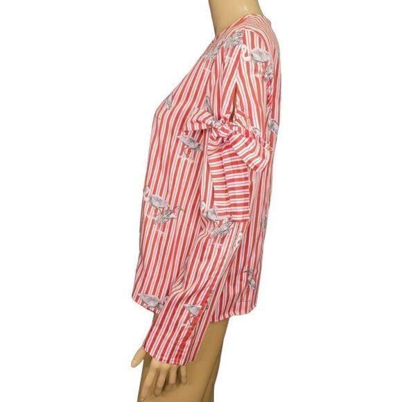 Zara Woman Striped & Crane Print Blouse (Size M) - Picture 3 of 6